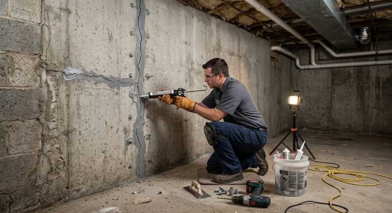 Basement Crack Repair in New London, NH
