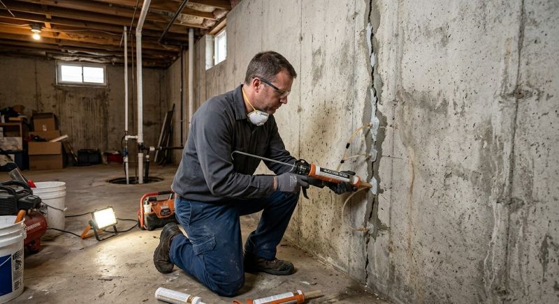Basement Crack Repair in New London, NH