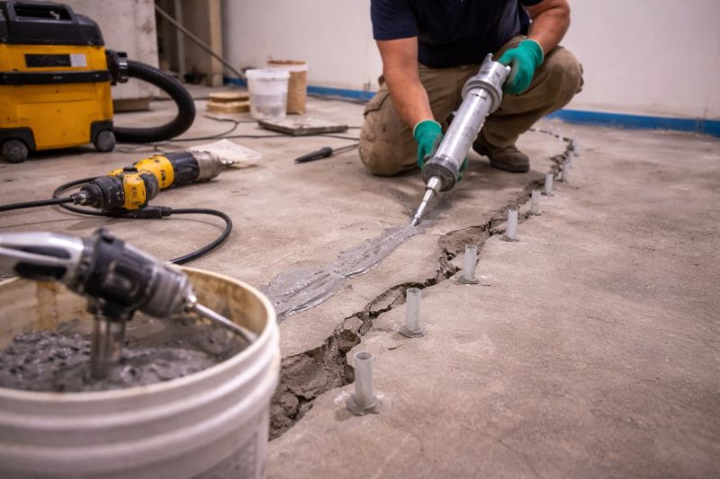 Cracked Basement Floor Repair in New London, NH